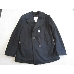 US Navy DSCP Peacoat Men's 8 Black Enlisted Pea Coat Peacoat Wool USN